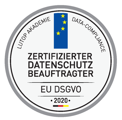 Zertifikat für zertifizierten Datenschutzbeauftragten nach EU DSGVO von der Luto Akademie