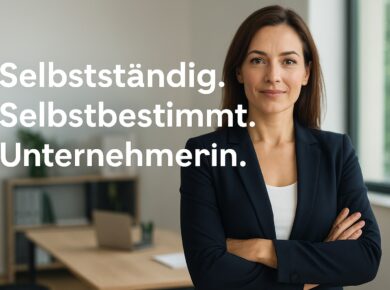 Frau, die den Schritt in die Selbständigkeit wagt mit alle den Vorteilen und Herausfoderungen