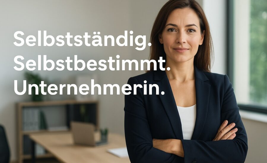 Frau, die den Schritt in die Selbständigkeit wagt mit alle den Vorteilen und Herausfoderungen