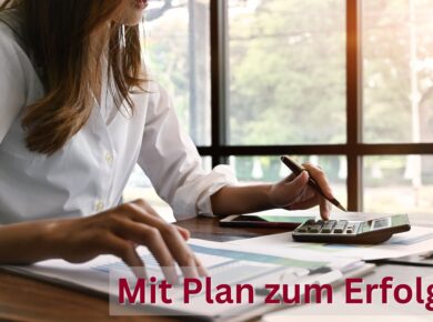 Frau bei der Berechnung ihres Finanzierungsplans