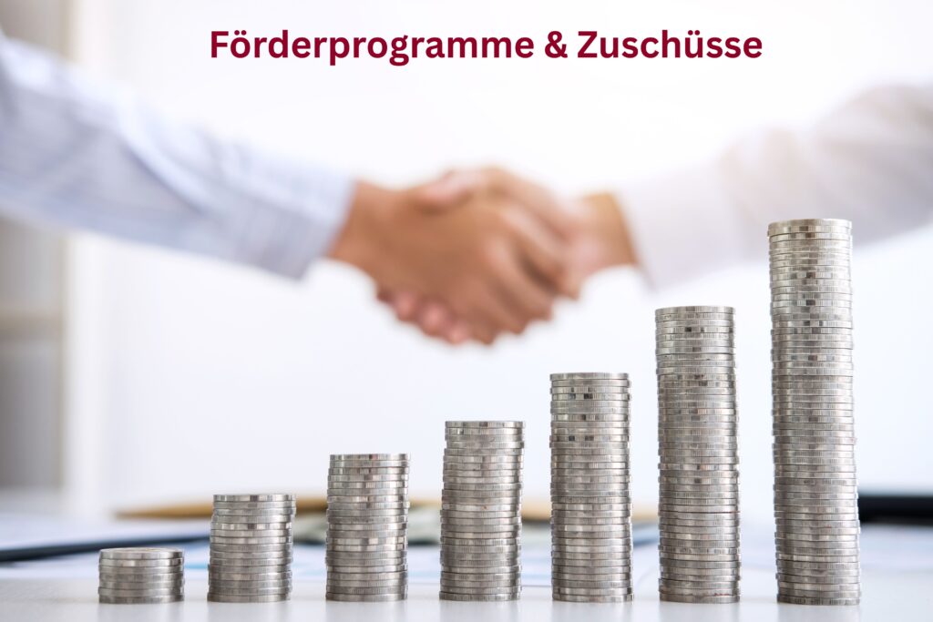 Münzstapel und Handschlag – Finanzierung, Förderungen und strategische Partnerschaften für Gründerinnen bei der Unternehmensgründung
